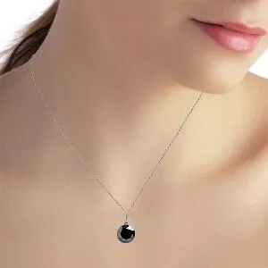 14K Solid White Gold Necklace w/ 3.50 Carat Black Diamond