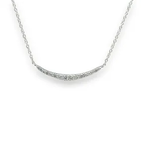 14K W Gold 0.20ct H/SI2 Diamond Small Curved Bar Necklace