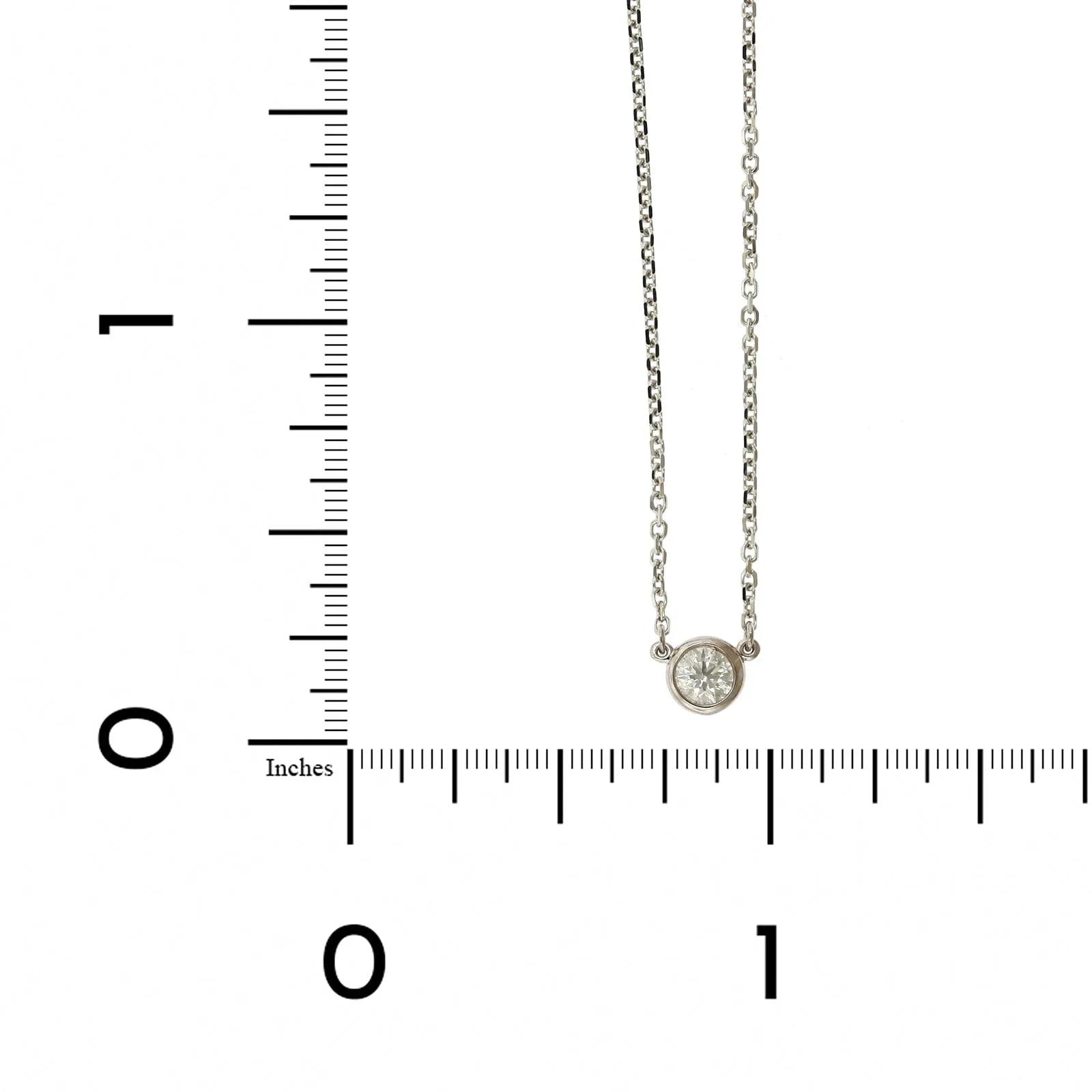 14K White Gold Diamond Bezel Necklace