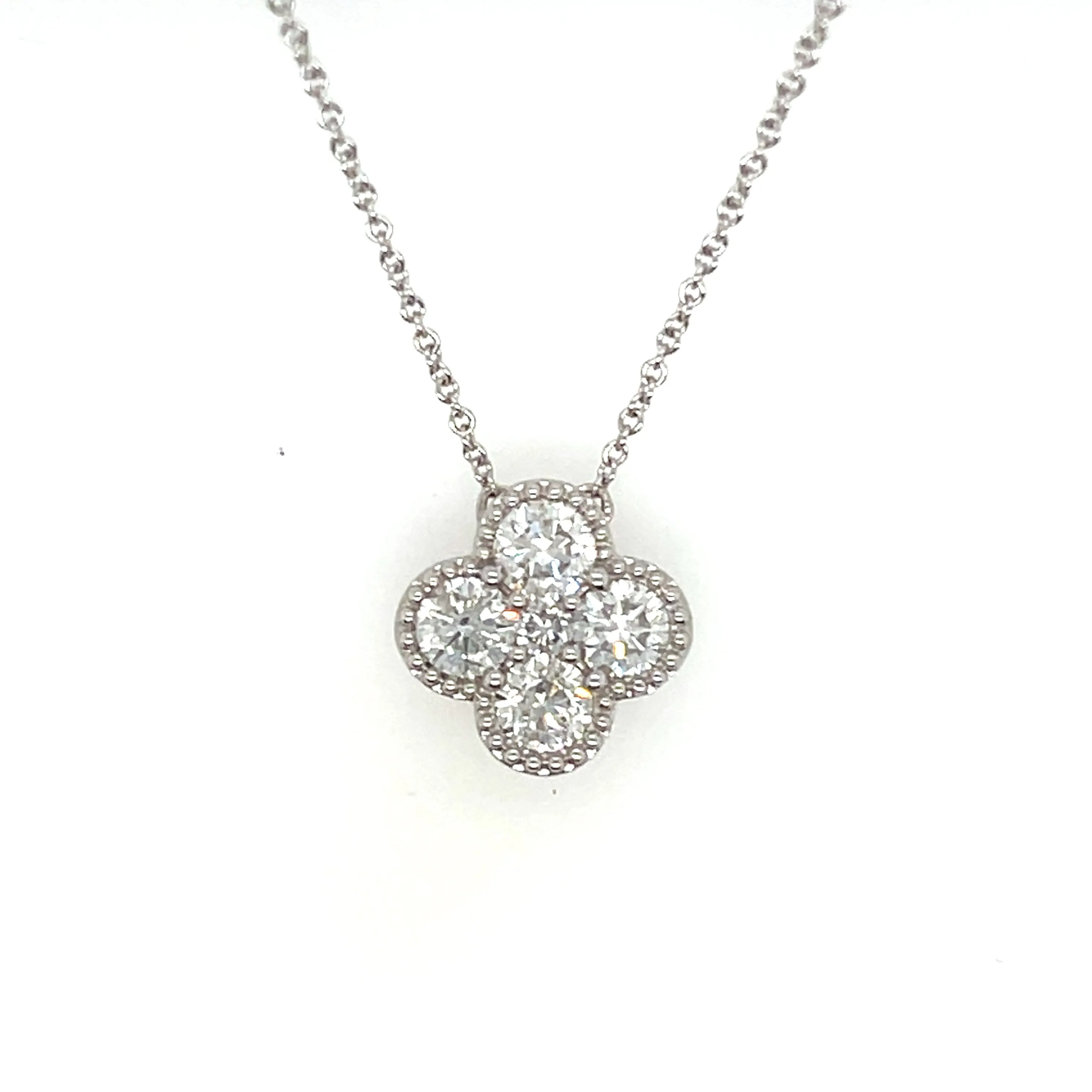 14K White Gold Diamond Motif Necklace