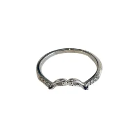 14K White Gold Lab-Grown  Blue Sapphire Floral Wedding Band