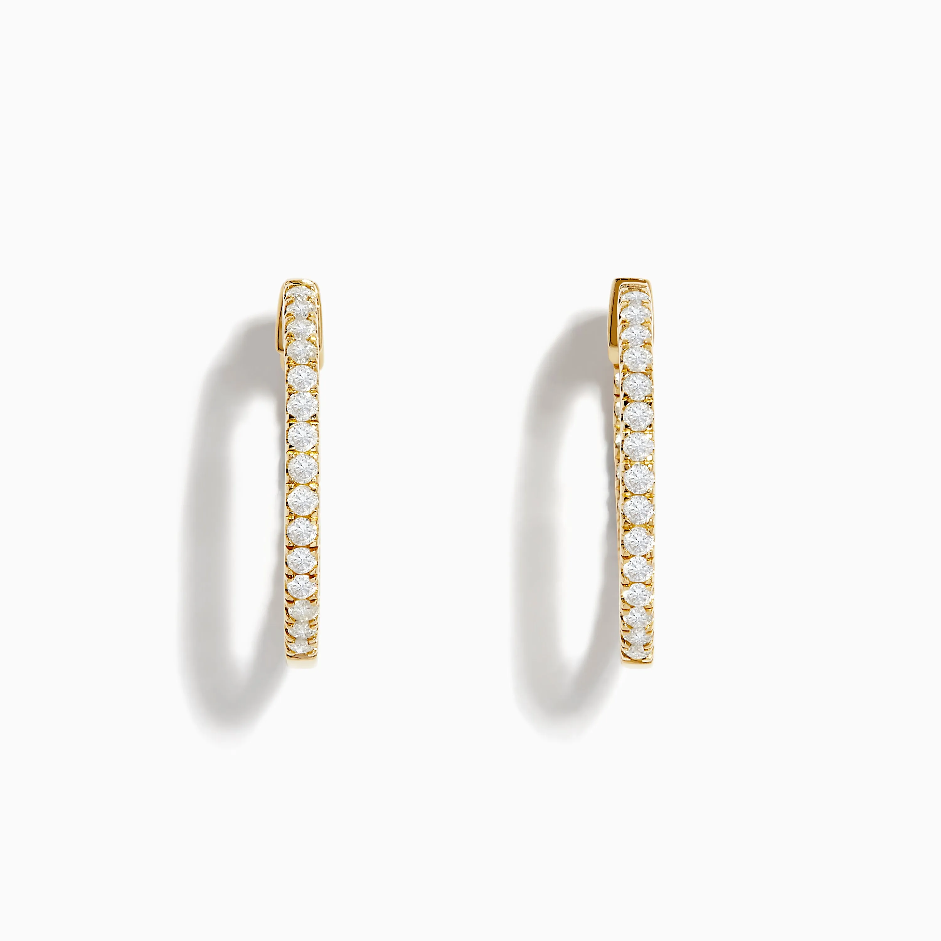 14K Yellow Gold 3/4" Diamond Hoop Earrings 0.74 TCW