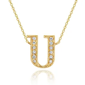 14K Yellow Gold Armenian Initial Diamond Necklace