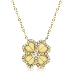 14K Yellow Gold Diamond Clover Necklace