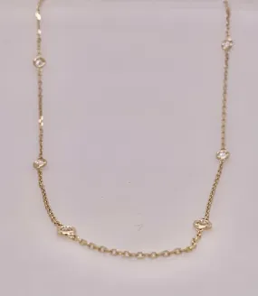 14K Yellow Gold Diamond Station Necklace