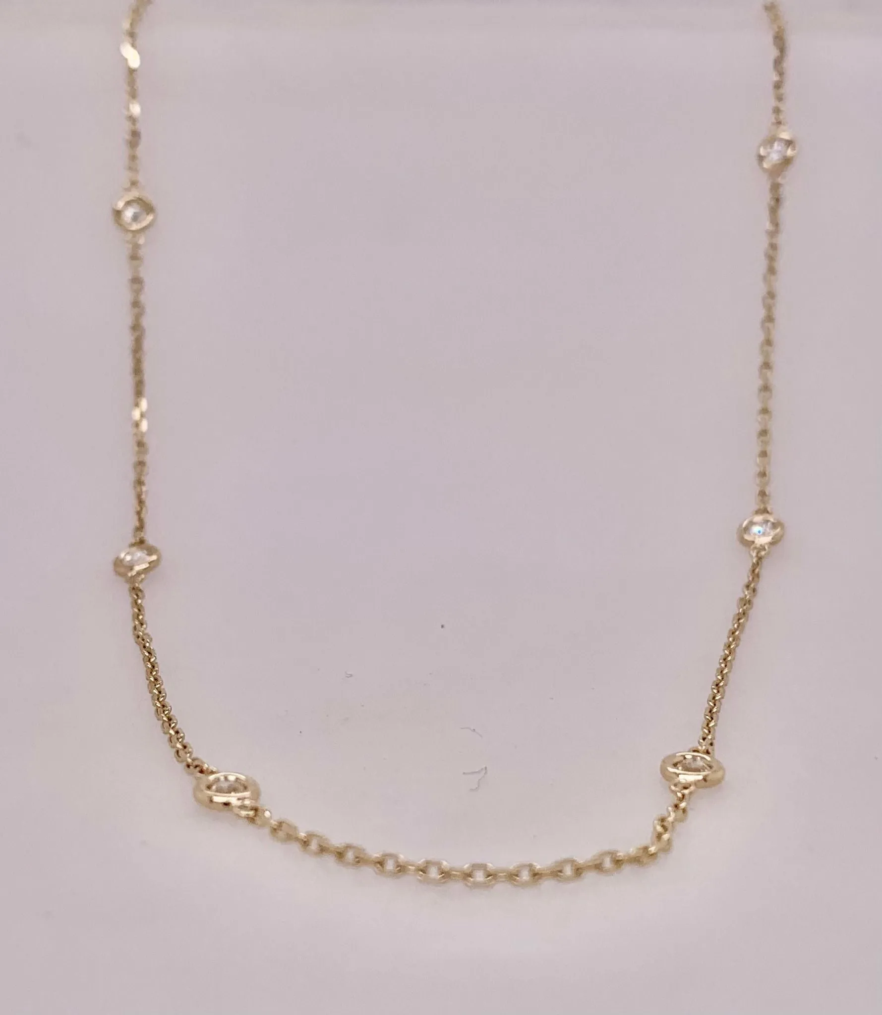 14K Yellow Gold Diamond Station Necklace