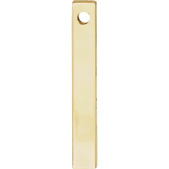 14K Yellow Gold Engravable Four-Sided Vertical Bar Pendant