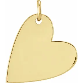 14K Yellow Gold Engravable Sideways Heart Pendant