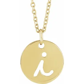 14K Yellow Gold Initial I Script 16-18" Necklace