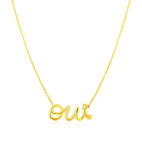 14K Yellow Gold Oui Necklace with Diamond