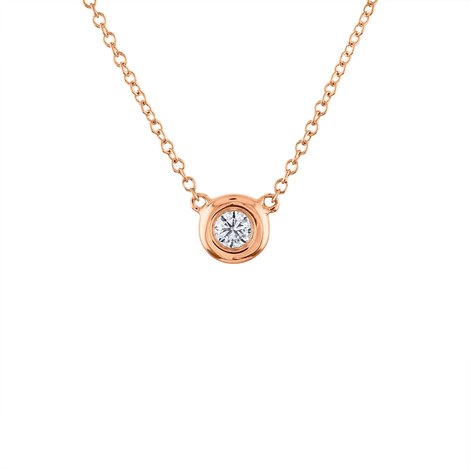 14KT GOLD DIAMOND SINGLE BEZEL SET NECKLACE