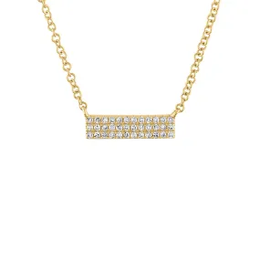 14KT GOLD MINI DIAMOND 3 ROW BAR NECKLACE