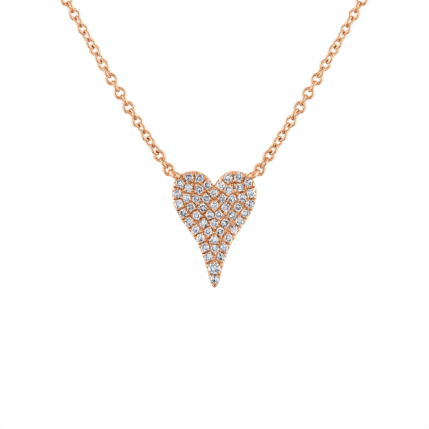 14KT GOLD SMALL MODERN HEART DIAMOND NECKLACE