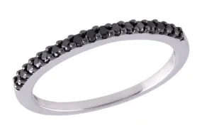 14KT White Gold Black Diamond Ladies Wedding Band