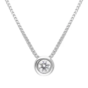 18ct White Gold 0.25ct Diamond Certified Solitaire Pendant Necklace