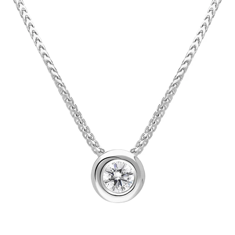 18ct White Gold 0.25ct Diamond Certified Solitaire Pendant Necklace