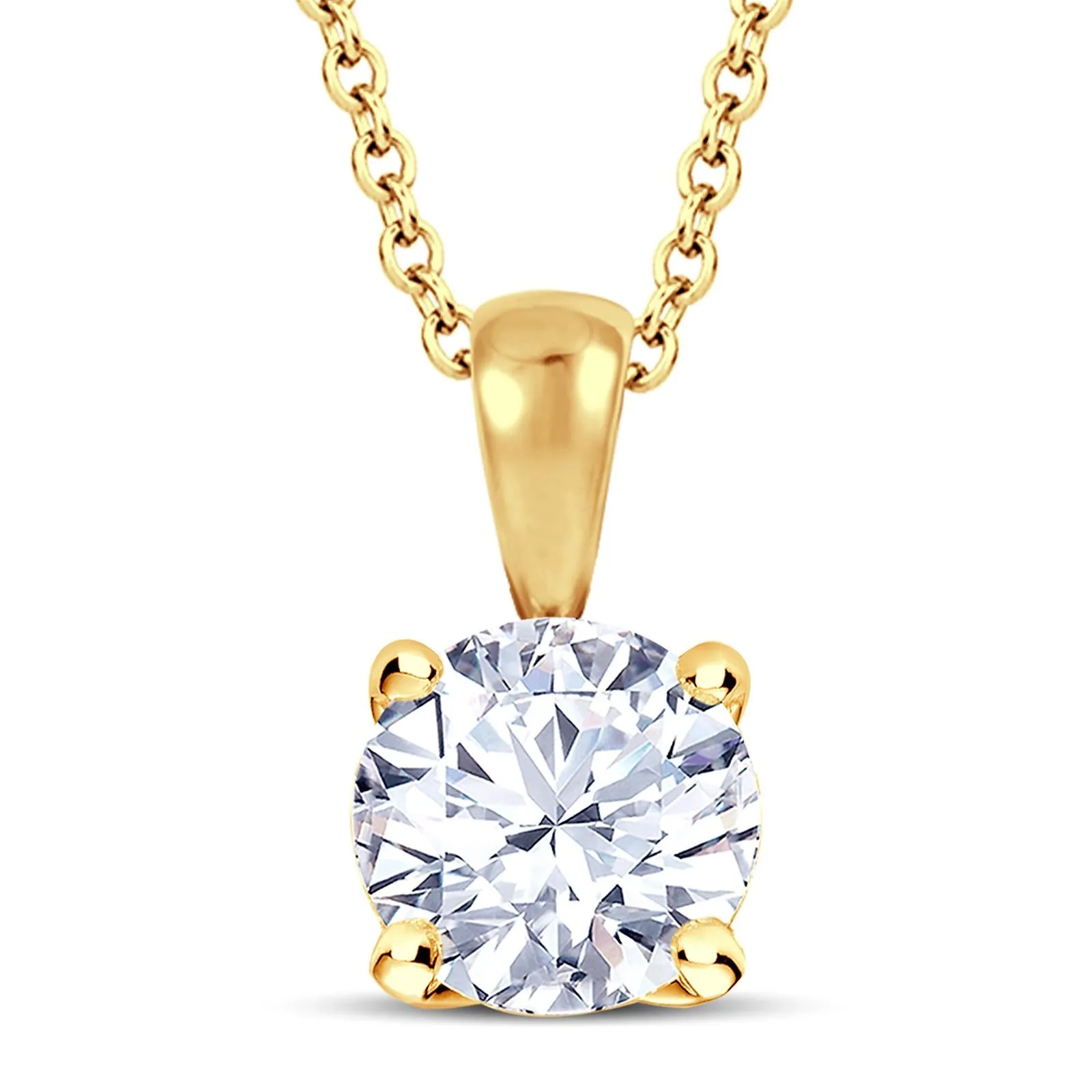 18ct Yellow Gold Round Brilliant Cut Diamond Four Claw Basket Necklace