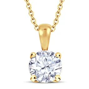 18ct Yellow Gold Round Brilliant Cut Diamond Four Claw Basket Necklace