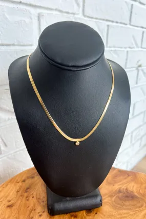 18K Dainty Diamond Herringbone Necklace