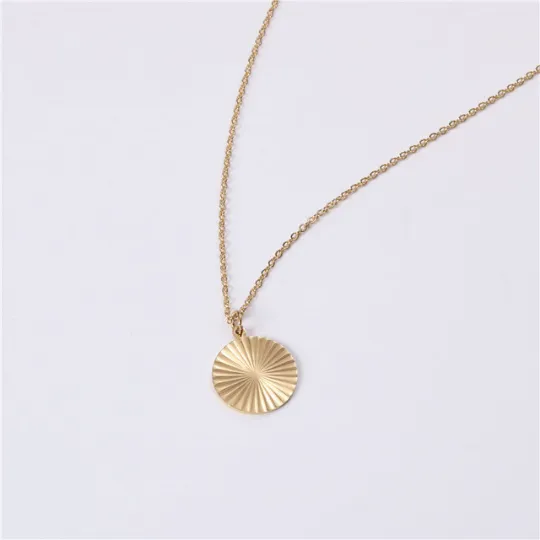 18K Gold-Filled Circle Sunburst Necklace