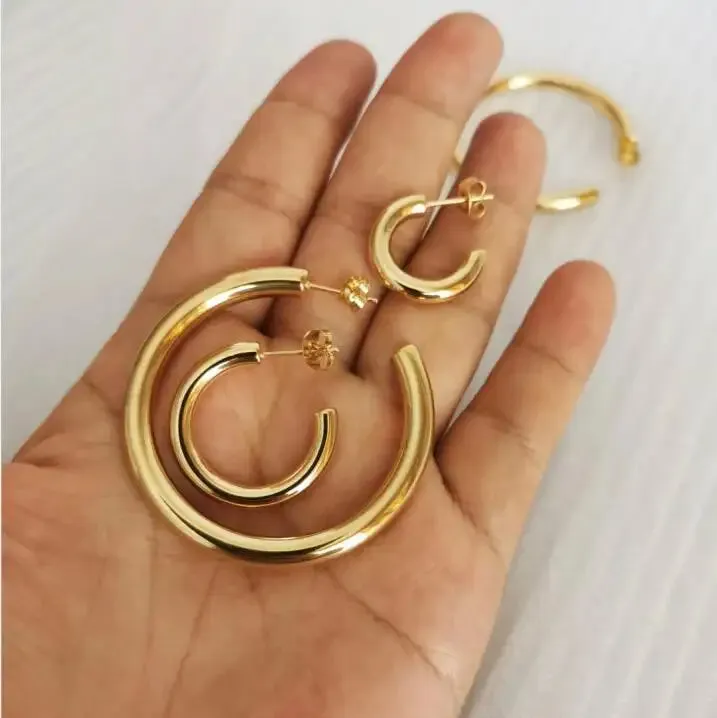 18K Gold-Filled Heavy Large Hoop Earrings