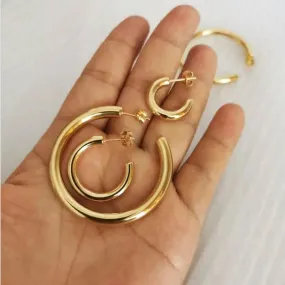 18K Gold-Filled Heavy Large Hoop Earrings