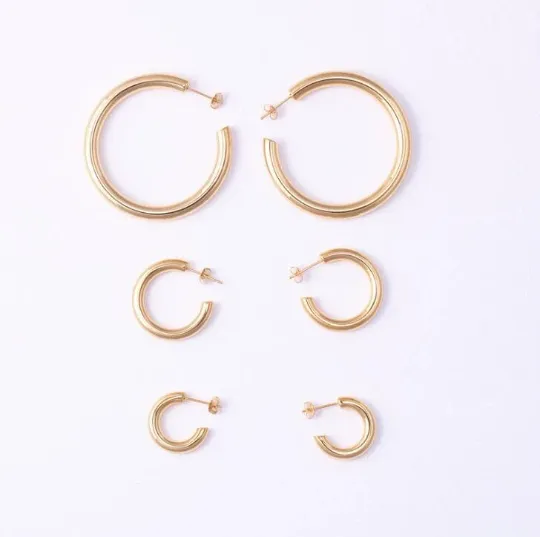 18K Gold-Filled Heavy Large Hoop Earrings