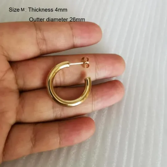 18K Gold-Filled Heavy Large Hoop Earrings