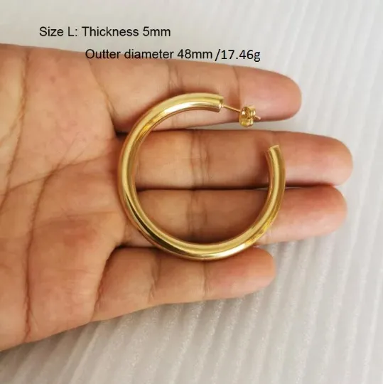 18K Gold-Filled Heavy Large Hoop Earrings