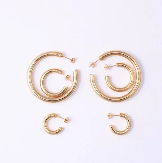 18K Gold-Filled Heavy Large Hoop Earrings