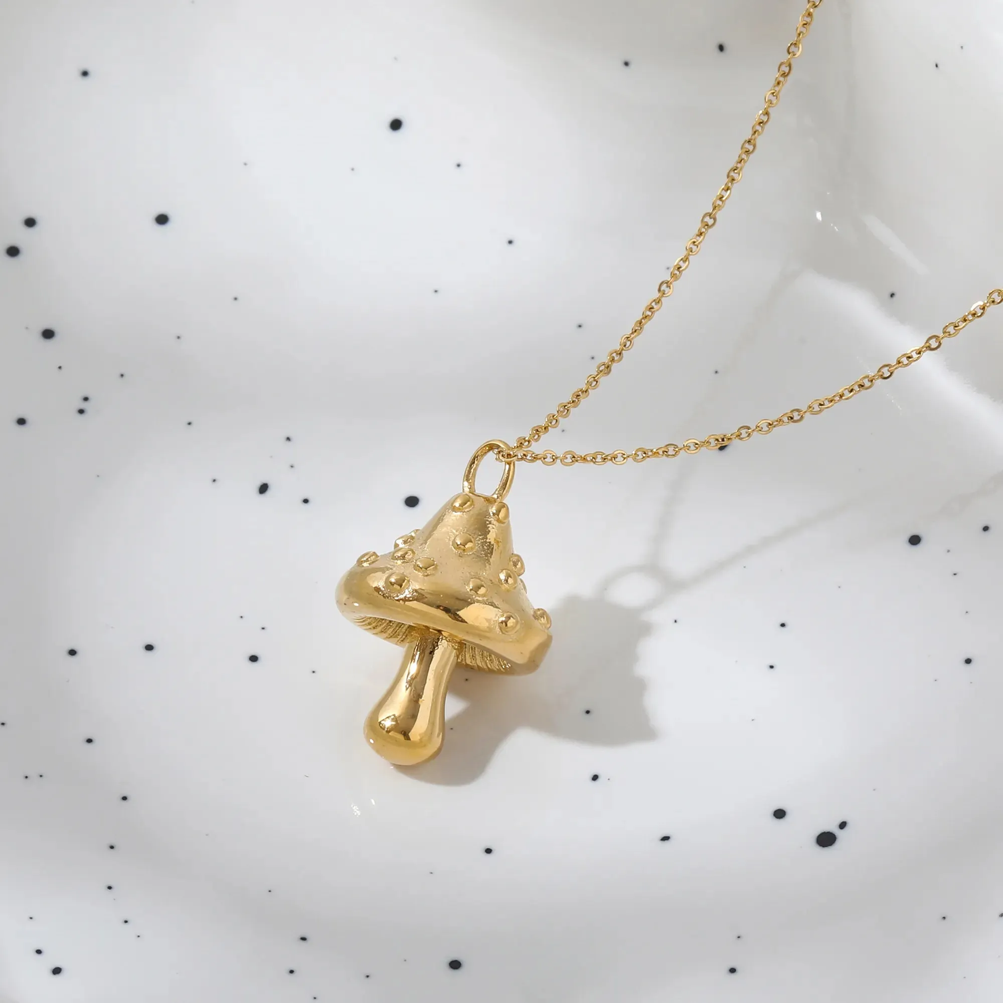 18K Gold-Filled Mushroom Pendant Necklace