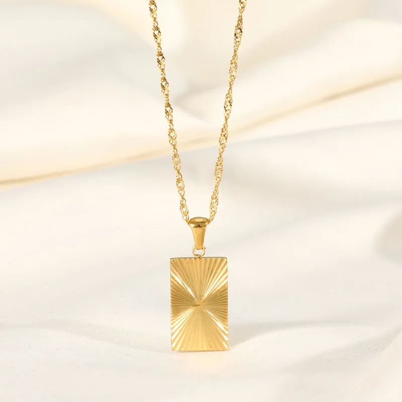 18K Gold-Filled Rectangle Sunburst Necklace