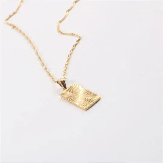 18K Gold-Filled Rectangle Sunburst Necklace