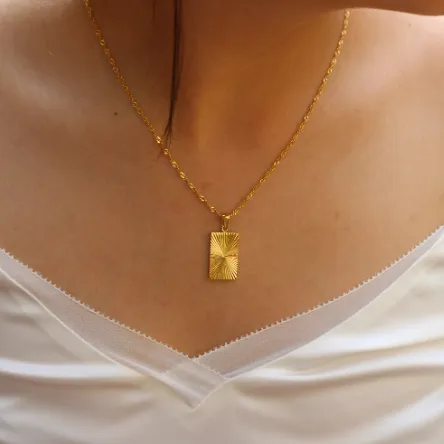 18K Gold-Filled Rectangle Sunburst Necklace