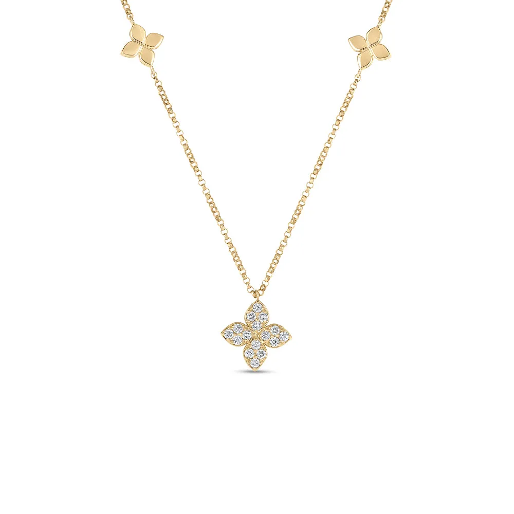 18K Gold Love By The Inch Diamond Flower Station Necklace