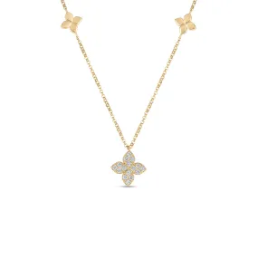 18K Gold Love By The Inch Diamond Flower Station Necklace