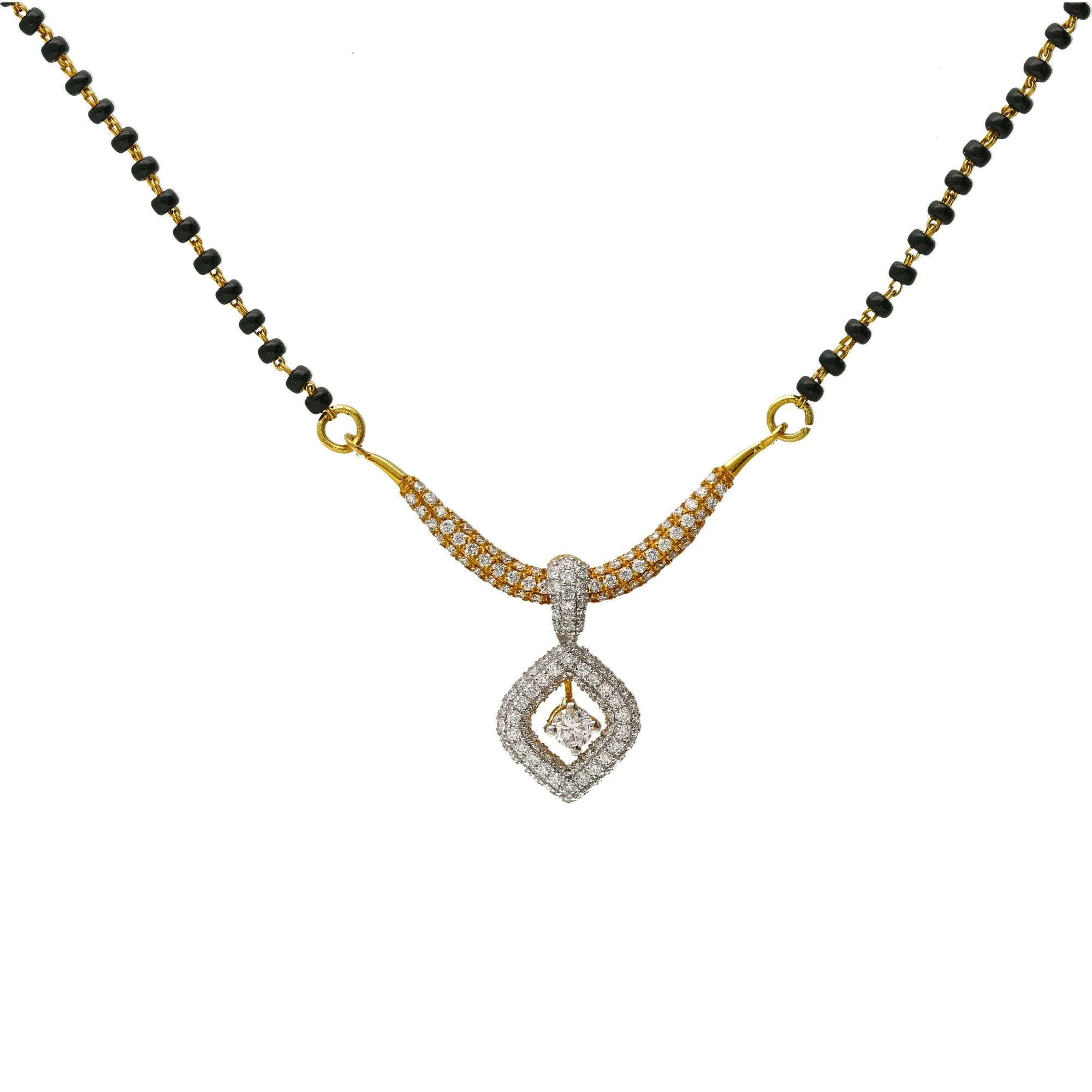 18K Multi-Tone Gold & Diamond Pendant Mangalsutra Necklace