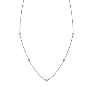 18K WHITE GOLD 7 DIAMOND STATION NECKLACE .35CT