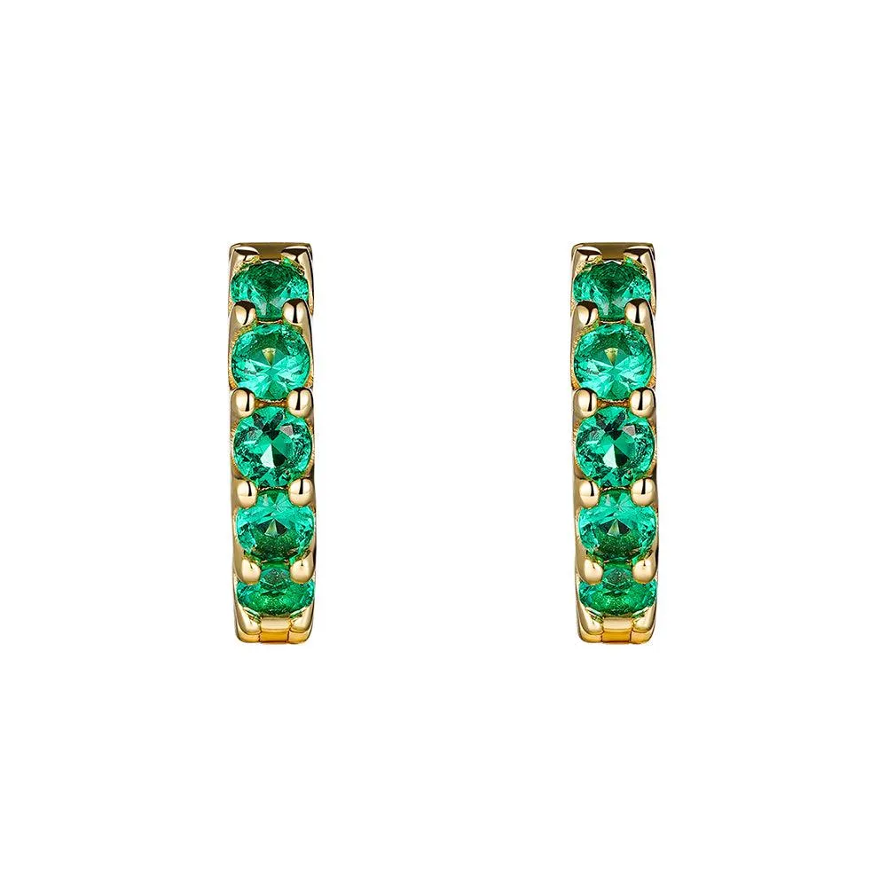 2.4 Ctw Round Emerald Eternity Hoop Earrings