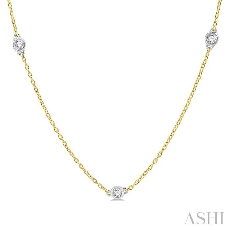 3/4 Ctw Round Cut Diamond Fashion Necklace in 14K Yellow and White Gold