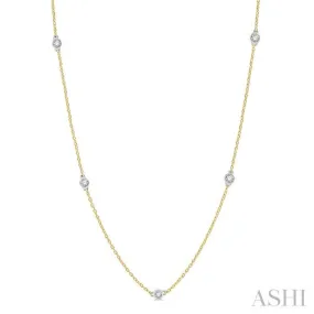 3/4 Ctw Round Cut Diamond Fashion Necklace in 14K Yellow and White Gold