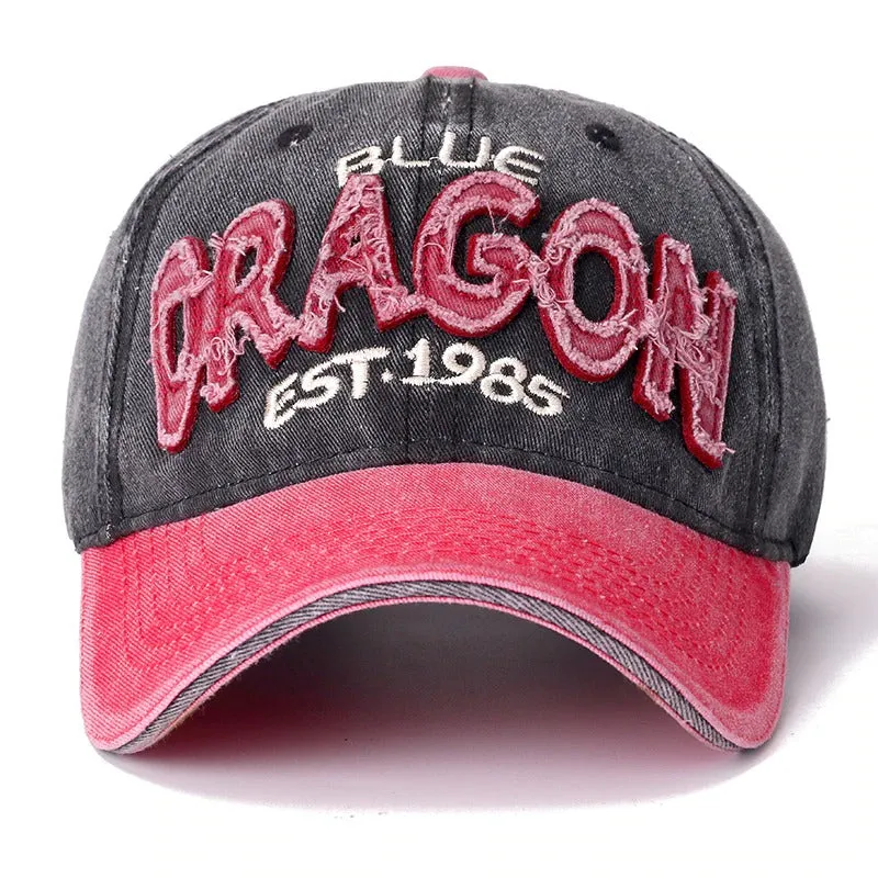 3D Retro ORAGON Embroidered Washed Cotton Baseball Adjustable Snapback Cap