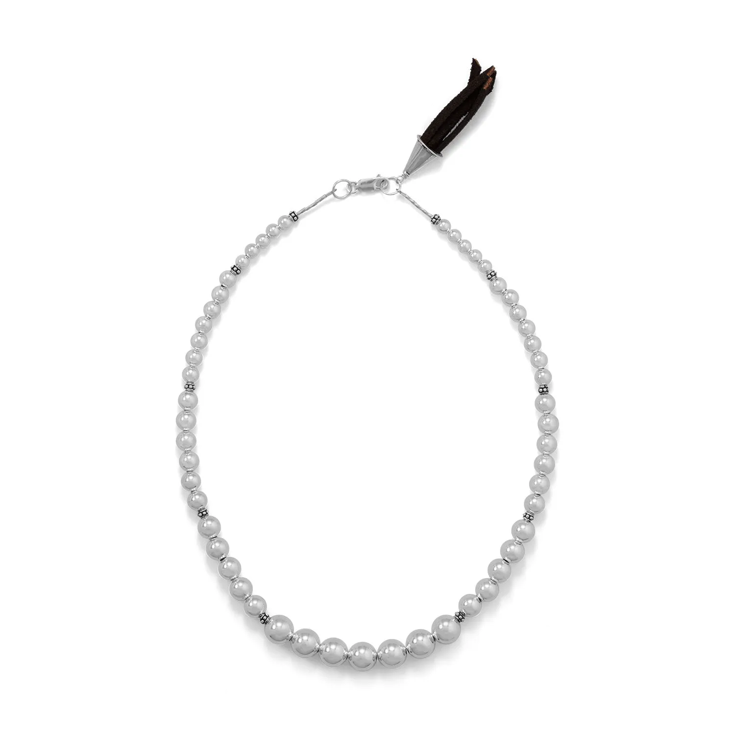 4-Way Suede and Silver Bead Necklace