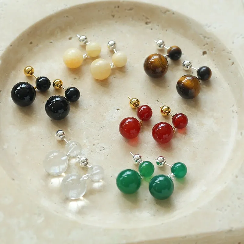 6 Captivating Colors Double Natural Stone Earrings