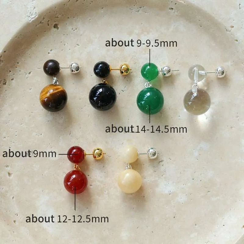 6 Captivating Colors Double Natural Stone Earrings