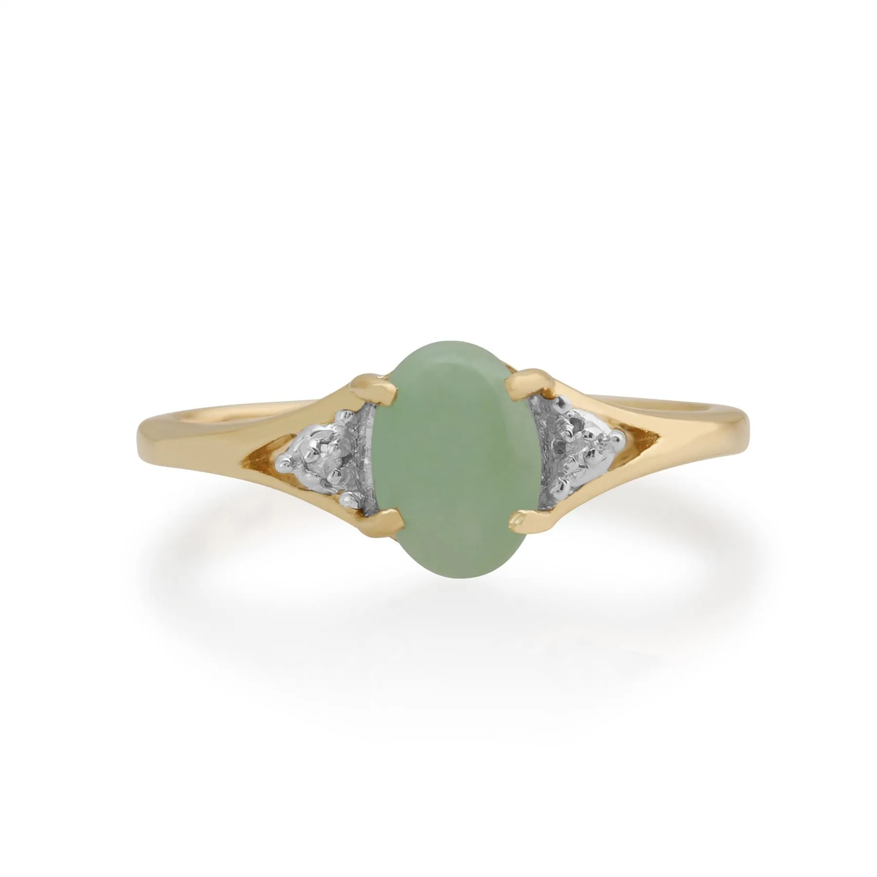 9 karat Gelbes Gold Jade & Diamant Ringe