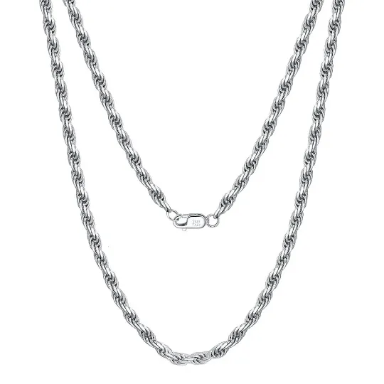 925 Sterling Silver Rope Chain Necklace