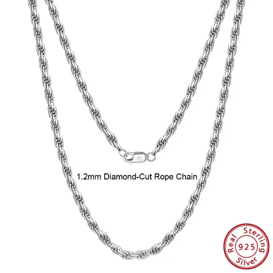 925 Sterling Silver Rope Chain Necklace