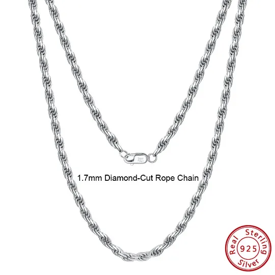 925 Sterling Silver Rope Chain Necklace