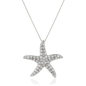 9ct White Gold 0.25ct Diamond Starfish Necklace